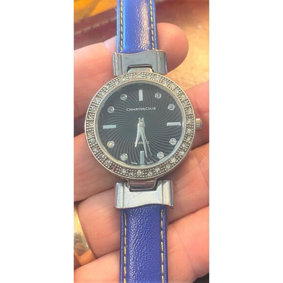 Women's 35mm Silver Tone Charter Club Watch,  Crystal Accents - Picture 1 of 3